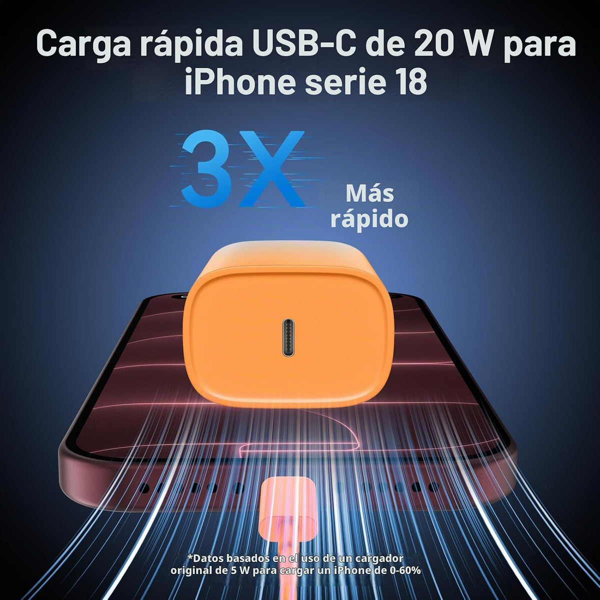 Cargador de carga rápida para iPhone 18, 17, 16, 15, cargador tipo C
