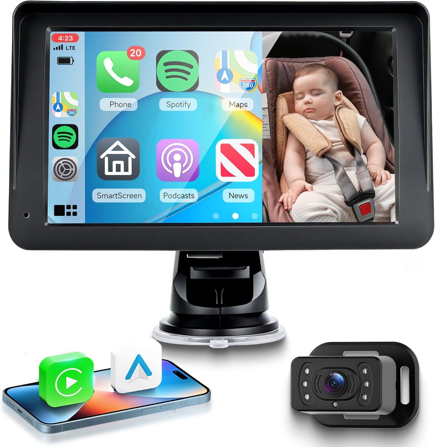 Orderich Cámara para Coche de Bebé para Asiento Trasero HD 1080P So...