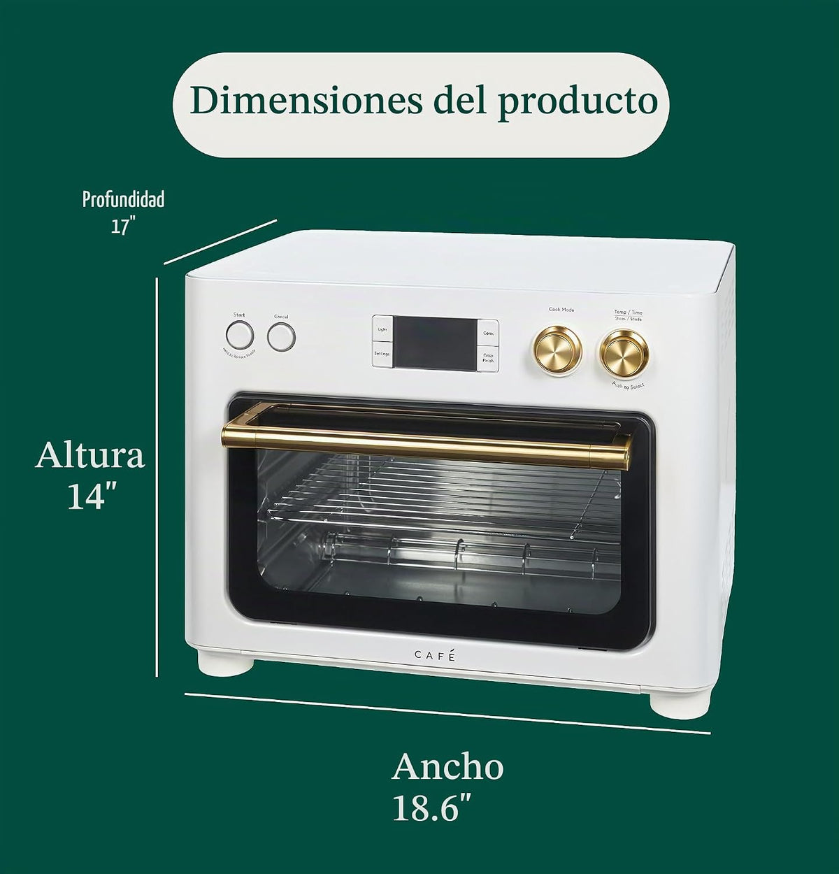 Café Couture - Horno tostador con freidora de aire, 14 modos, WiFi, grande