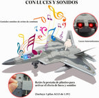 Avión de combate F-22 Raptor Fighter Bomber Diecast Avión militar 1/100 Modelo de avión con luces y sonidos para niños