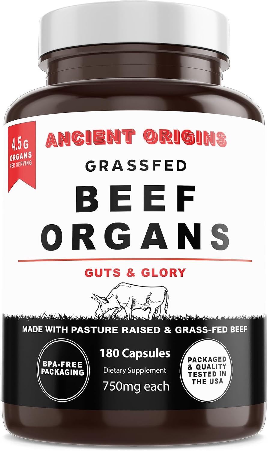 Ancient Origins Suplemento de órganos de carne de res alimentados c...