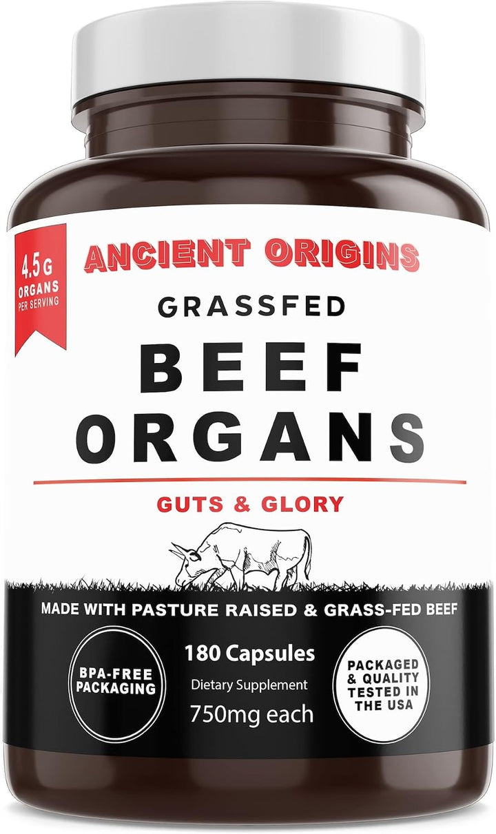 Ancient Origins Suplemento de órganos de carne de res alimentados c...