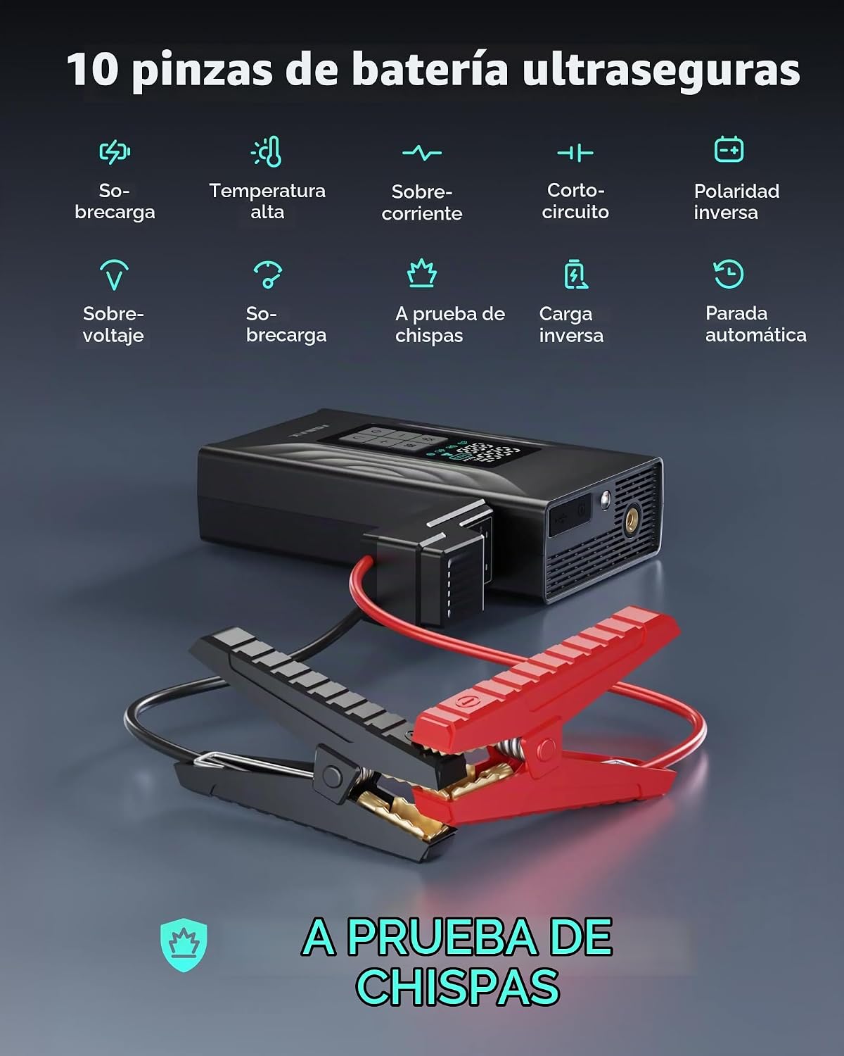 ASMAX Arrancador de salto T20 7-en-1 con compresor de aire, caja de salto