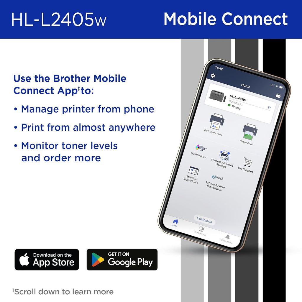 Impresora láser monocromática compacta inalámbrica Brother HL-L2405W