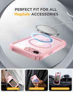 Miracase - Funda para iPhone 17e y iPhone 16e, teléfono de cuerpo completo con protector de pantalla de vidrio integrado, [magnético con MagSafe] funda militar a prueba de caídas 17 E/16 E, color rosa