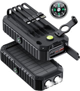 QiSa Cargador solar de 40000 mAh, 4 cables integrados y manivela, c...
