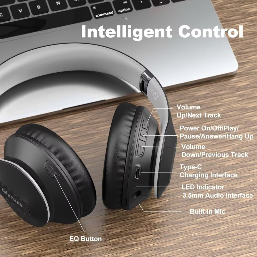 Glynzak Auriculares Bluetooth Inalámbricos Sobre La Oreja 65H Tiemp...