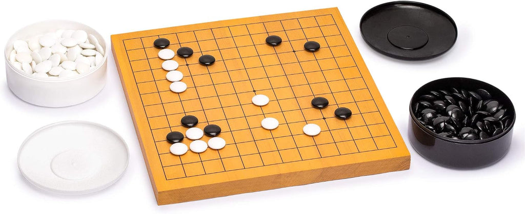 Yellow Mountain Imports Shin Kaya - Juego de mesa reversible para principiantes de 13 x 13 / 9 x 9 pulgadas (0.8 pulgadas) con piedras de melamina convexas dobles, juego de mesa de estrategia clásico (Baduk/Weiqi)