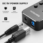RSHTECH, hub USB 3.0 de 7 puertos, alimentado, adaptador 5V/2A