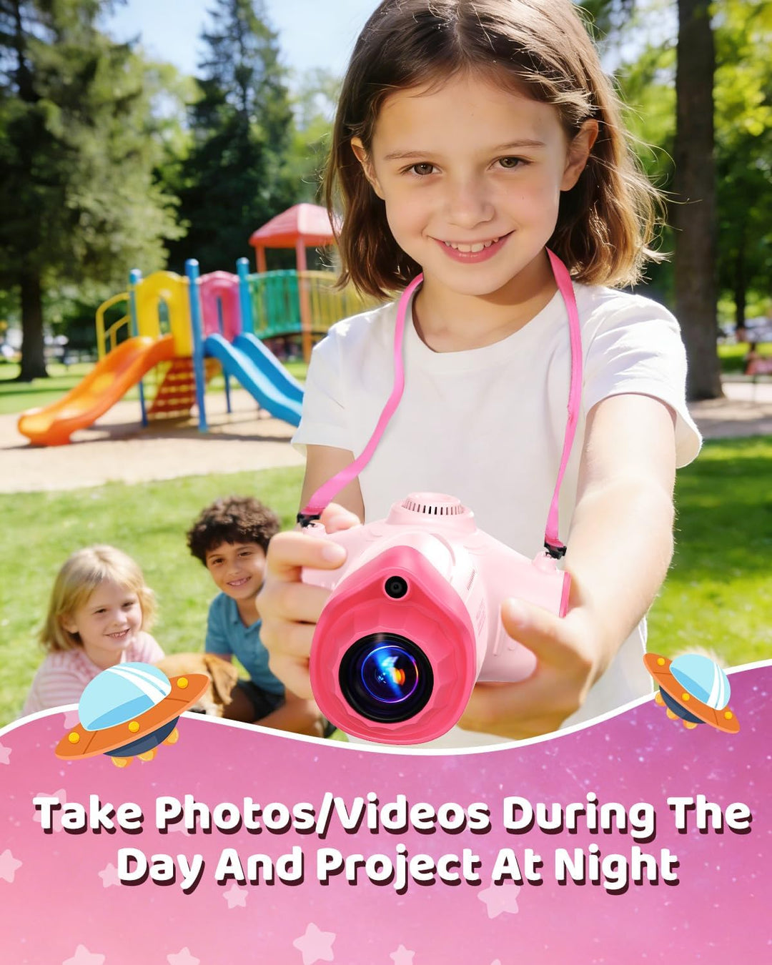 Cámara para niños con proyector, cámara digital HD 1080P para niños...