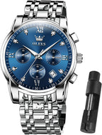 OLEVS Relojes de Oro para Hombres Reloj de Pulsera de Lujo a Prueba de Agua Gran Cara Elegante Acero Inoxidable Analógico Cuarzo Fecha Cronógrafo Luminoso Lectura Fácil Relojes de Negocios Regalos para Hombres Graduación