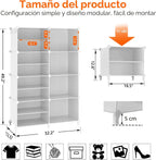 AWTATOS Organizador de armario con 8 estantes de almacenamiento, color blanco