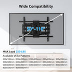 MOUNTUP Soporte de pared para TV con capacidad para 250 libras para televisores grandes de 50 a 110 pulgadas, soporte de TV delgado de movimiento completo de 1.65 pulgadas con extensión, giratorio e