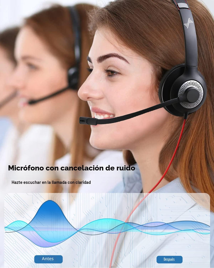 JIAMQISHI Auriculares USB con micrófono para PC, auriculares sobre...