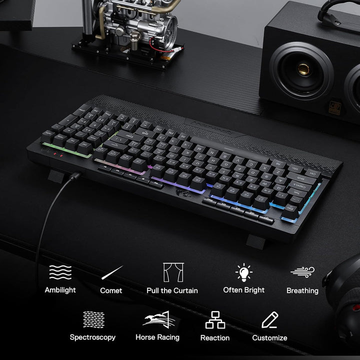 Redragon K515 Shiva - Teclado con cable para juegos RGB de membrana...