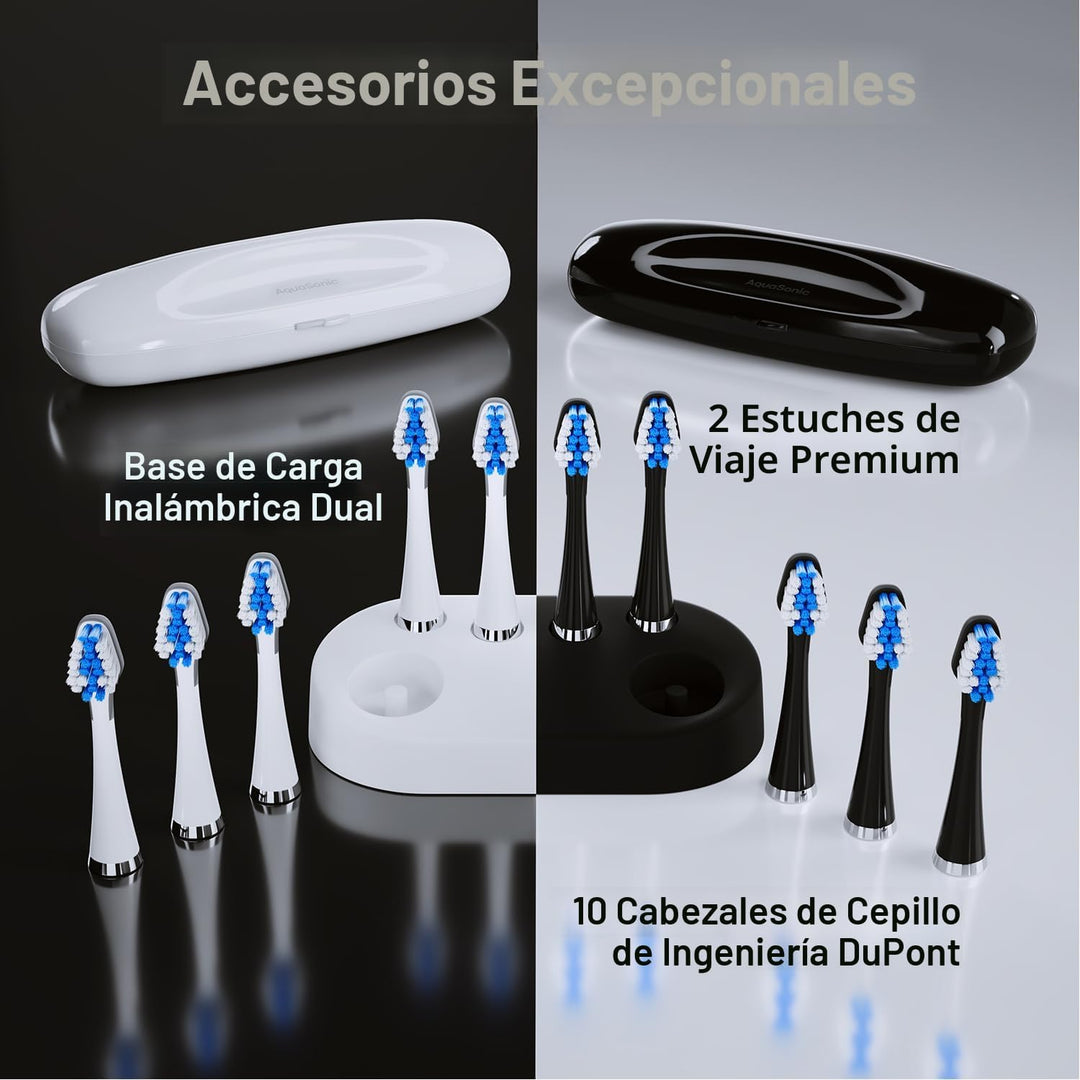 Aquasonic Duo - Cepillos de dientes eléctricos de carga inalámbrica...