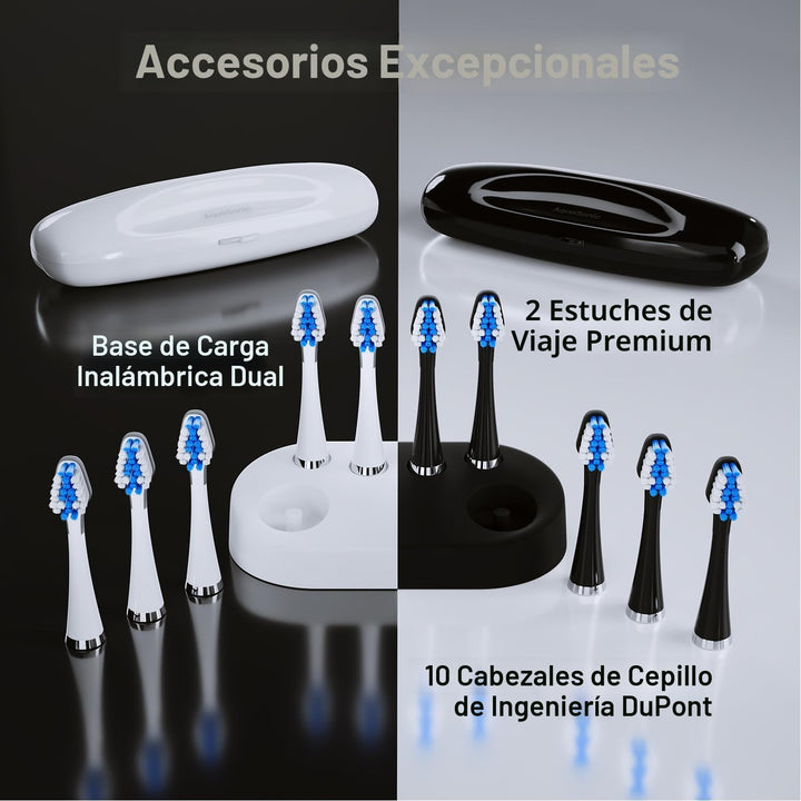 Aquasonic Duo - Cepillos de dientes eléctricos de carga inalámbrica...