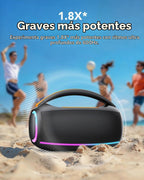 Altavoces Bluetooth Inalámbricos: Altavoz de 80 W con graves, 30 horas de reproducción, IPX7 impermeable, altavoces Bluetooth al aire libre para el trabajo, al aire libre, taller, garaje