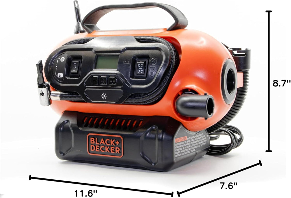 BLACK+DECKER Inflador de neumáticos, compresor de aire portátil, bo...
