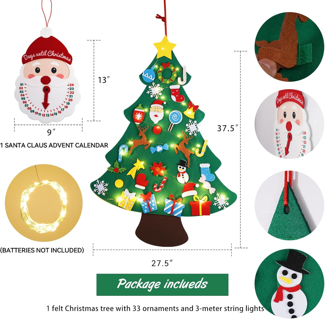 Juego de árbol de Navidad de fieltro de 3 pies calendario
