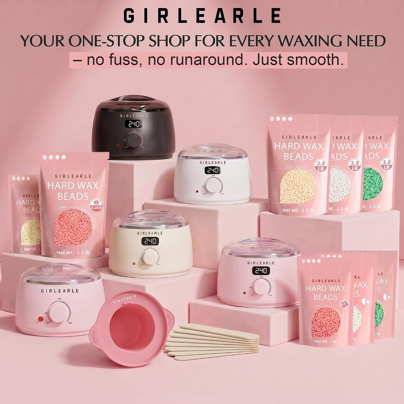 GIRLEARLE Kit de cera digital premium para mujeres con piel sensibl...