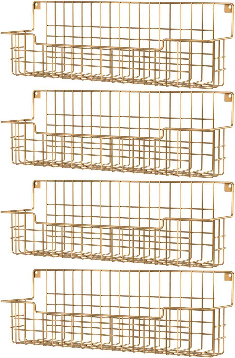 Estante para especias, paquete de 4 organizadores de condimentos montado en la pared para organización de almacenamiento de cocina, estante de metal para especias para gabinete, despensa