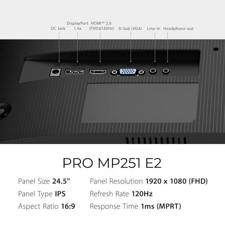 MSI PRO MP251 E2 - Monitor de gaming y oficina IPS de 24.5 pulgadas...