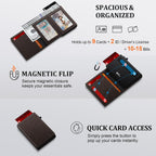 Cartera minimalista para hombres, cartera de cuero de grano completo con bloqueo RFID con 2 ventanas de identificación, billetera plegable triple para tarjetas de crédito, cartera de 9 a 11