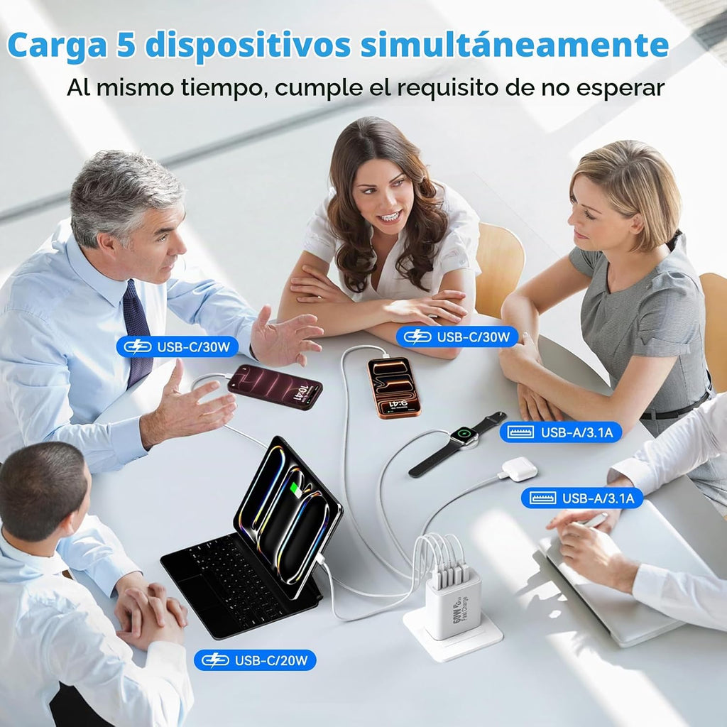 Bloque de Cargador USB-C 60W Cargador Rápido para iPhone 18 Pro Max, Enchufe de Pared USB Type-C