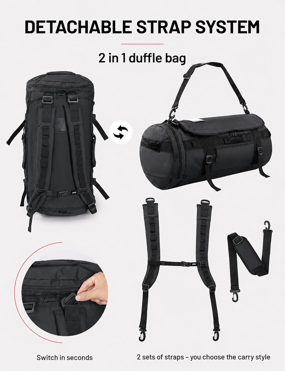MIER Mochila grande para viajes, camping, gimnasio, deportes, 45L/60L/90L