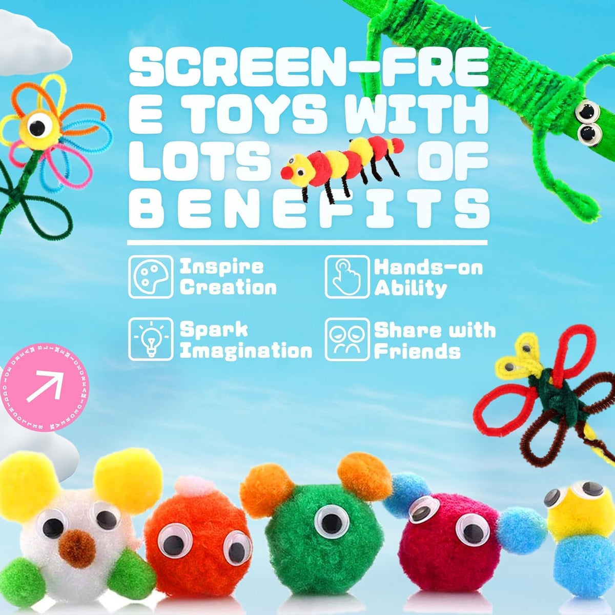 SMILESSKIDDO Artes y manualidades para niños, más de 1000 piezas de kits de manualidades con caja de almacenamiento