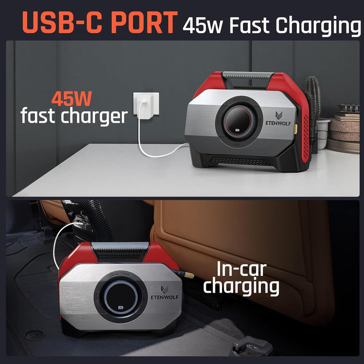 ETENWOLF Vortex S6 Inflador de Neumáticos Compresor de Aire Portáti...