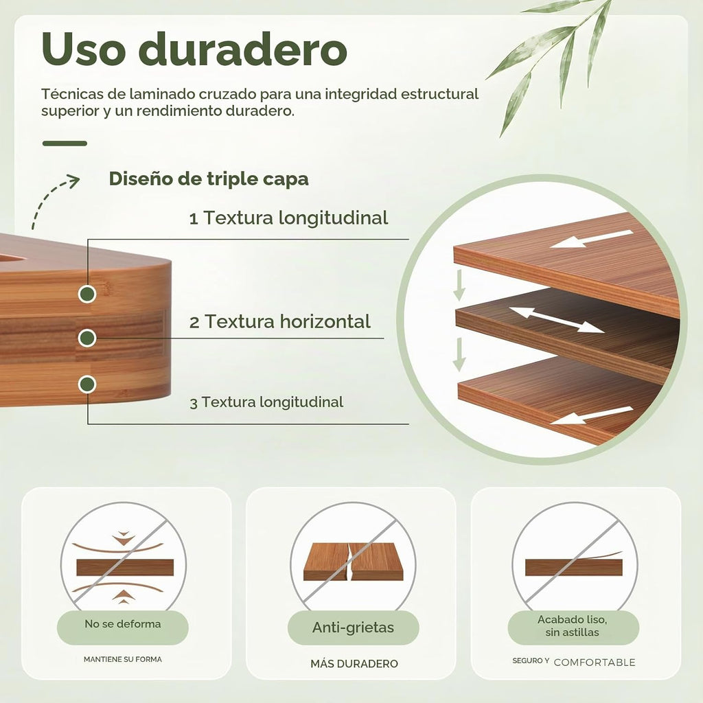 Tabla de cortar de bambú de 3 piezas, juego de tablas de cortar de madera