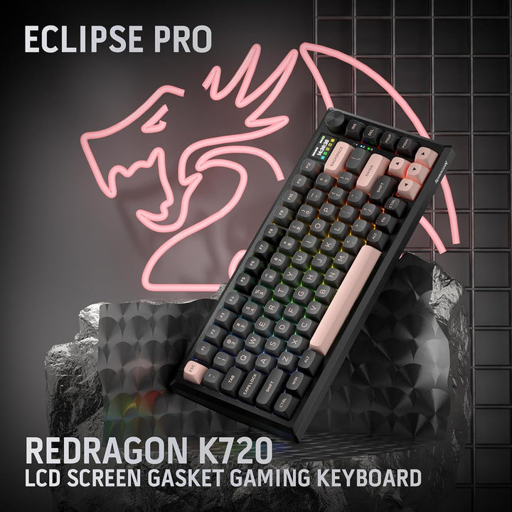 Redragon Teclado inalámbrico para juegos con junta CNC K720 con pan...