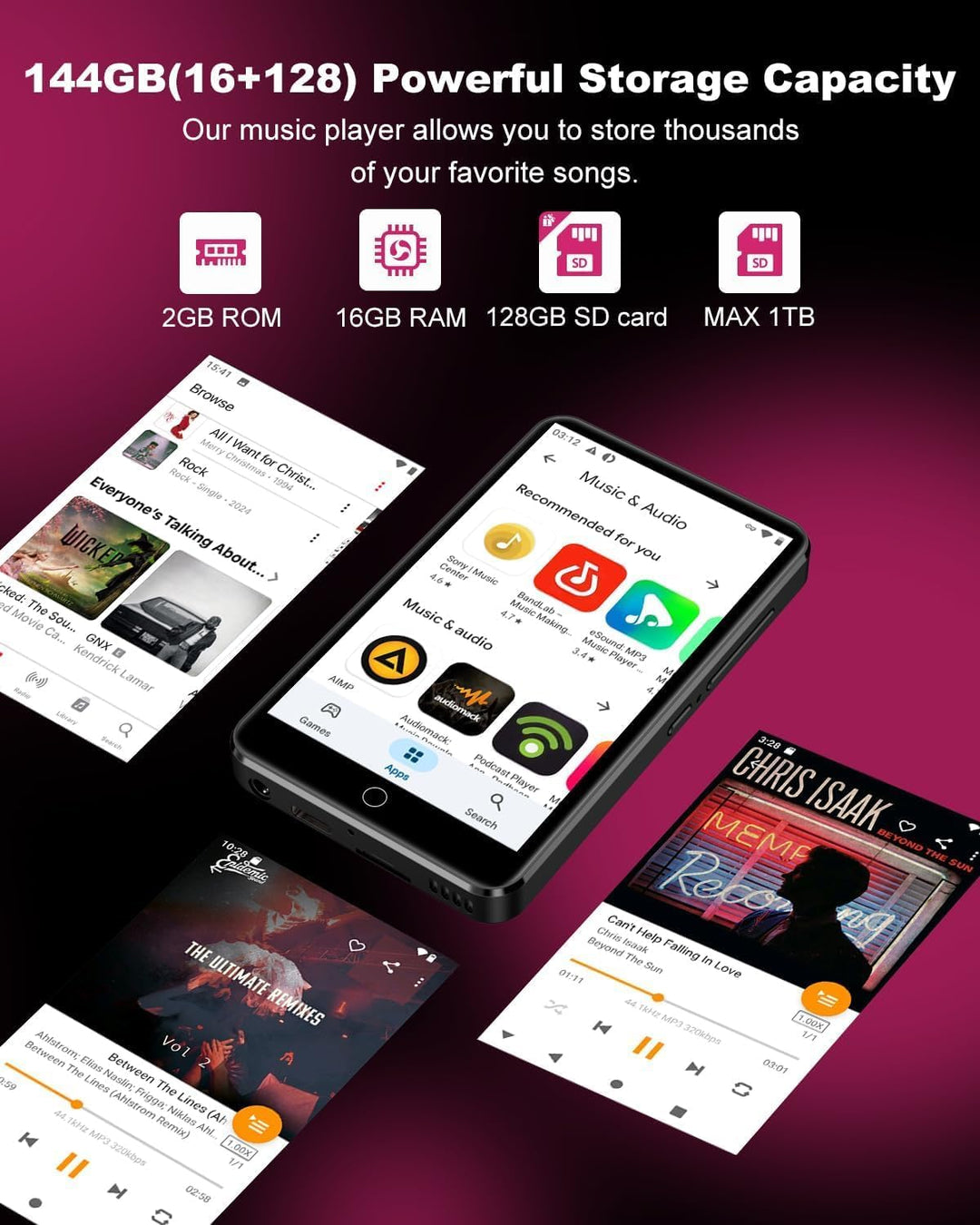 Reproductor de MP3 con Bluetooth y WiFi, reproductor MP3 y MP4 de 1...