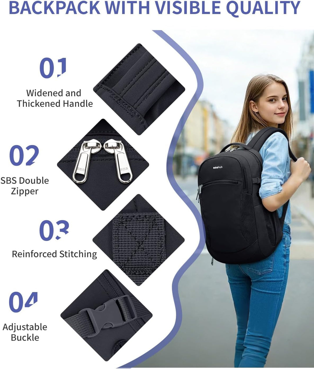 ECOHUB Mochilas para laptop de 17 pulgadas con compartimento para l...