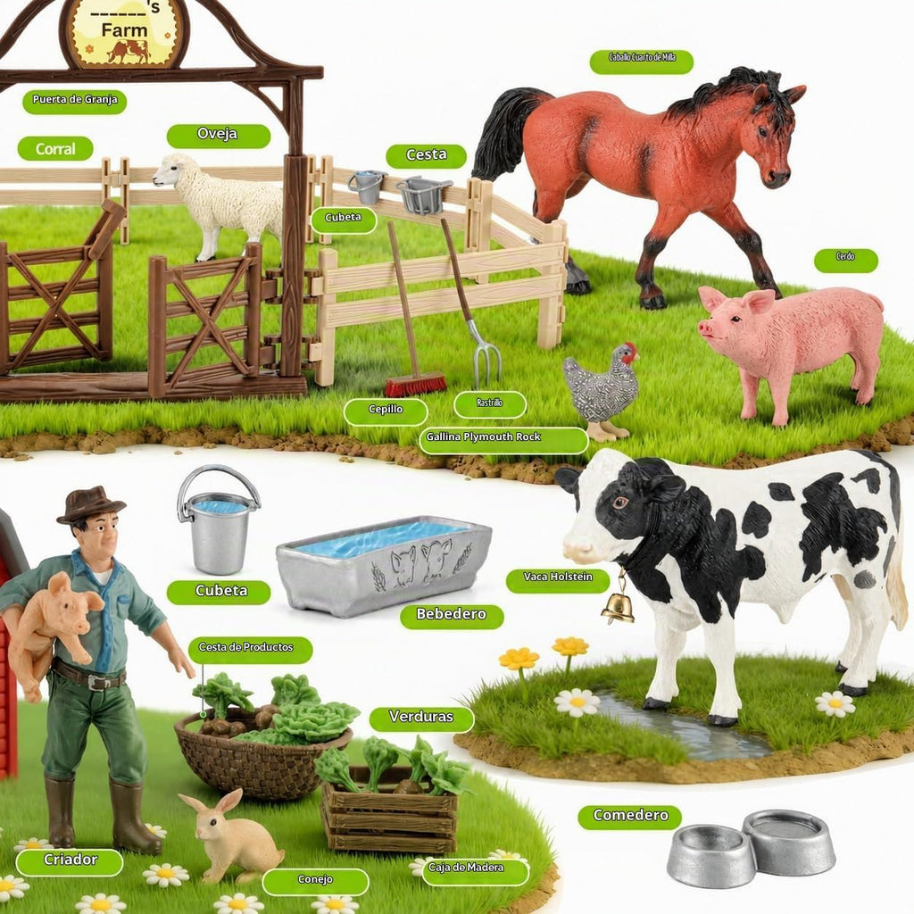 35 piezas Figuras de Animales de Granja, Juguetes de Caballería y Establo para Juegos de Granja para Niños de 3+