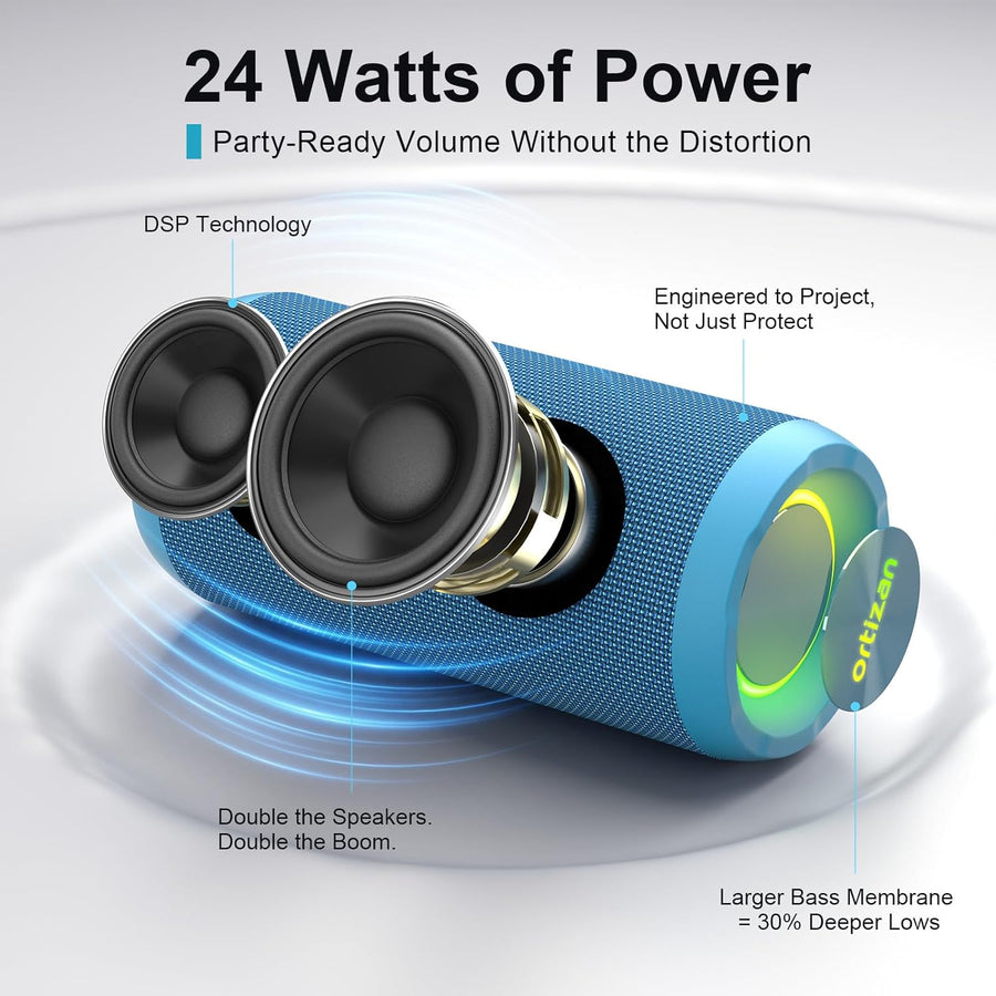 Ortizan Altavoz Bluetooth portátil inalámbrico, IPX7 impermeable, a...