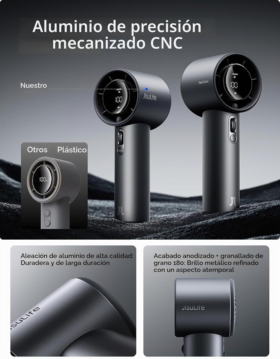 Ventilador de mano JISULIFE Pro1S - Flujo de aire de última generac...
