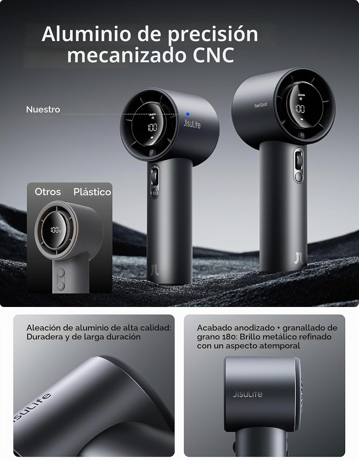 Ventilador de mano JISULIFE Pro1S - Flujo de aire de última generac...
