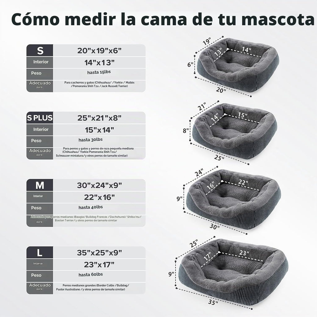 Cama para perros pequeños para perros pequeños, camas para gatos de interior, lavable, cama ortopédica para perros, cama cálida suave y calmante para cachorros, cama duradera para mascotas con parte inferior antideslizante S (20 x 19 x 6 pulgadas)