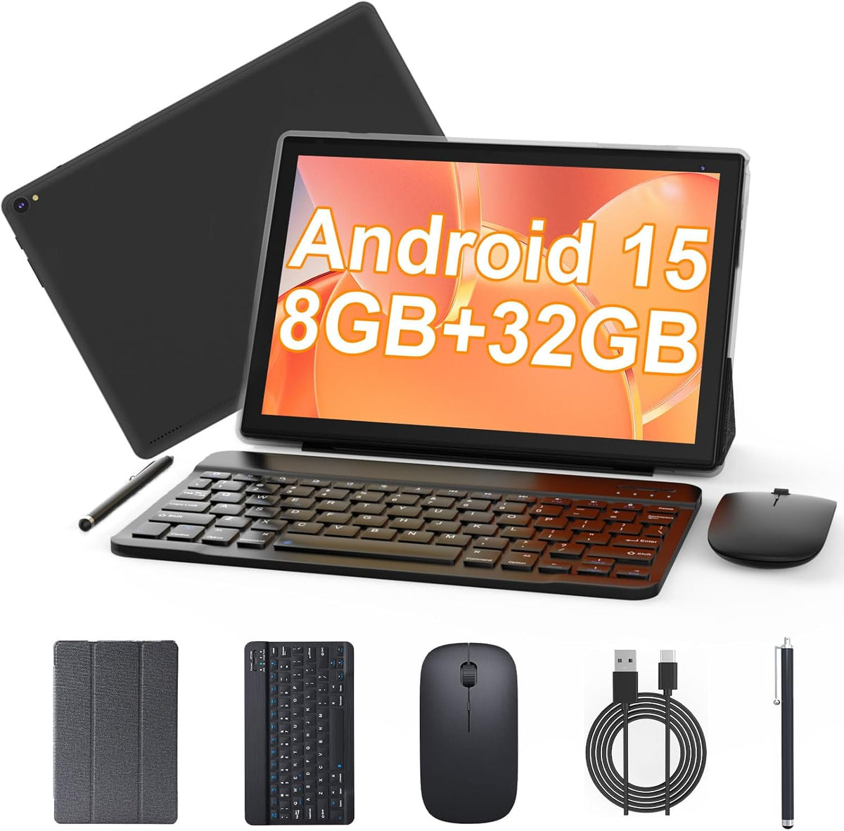 Tablet Android 15 de 10 pulgadas, tableta 2 en 1 con teclado. 8GB R...
