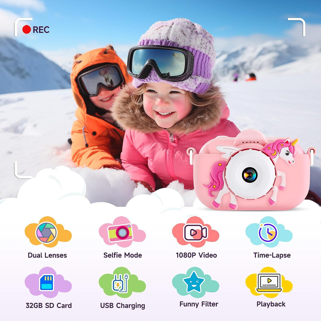 MAVOKIS Cámara digital para niños de 3 a 8 años, cámara 1080P para...