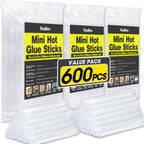 Paquete de 600 mini barras de pegamento caliente, 4 pulgadas de largo x 0.27 pulgadas de diámetro para mini pistolas de pegamento, multiusos para madera, metal, vidrio, plástico, floral, tela, cuero, espuma, floral