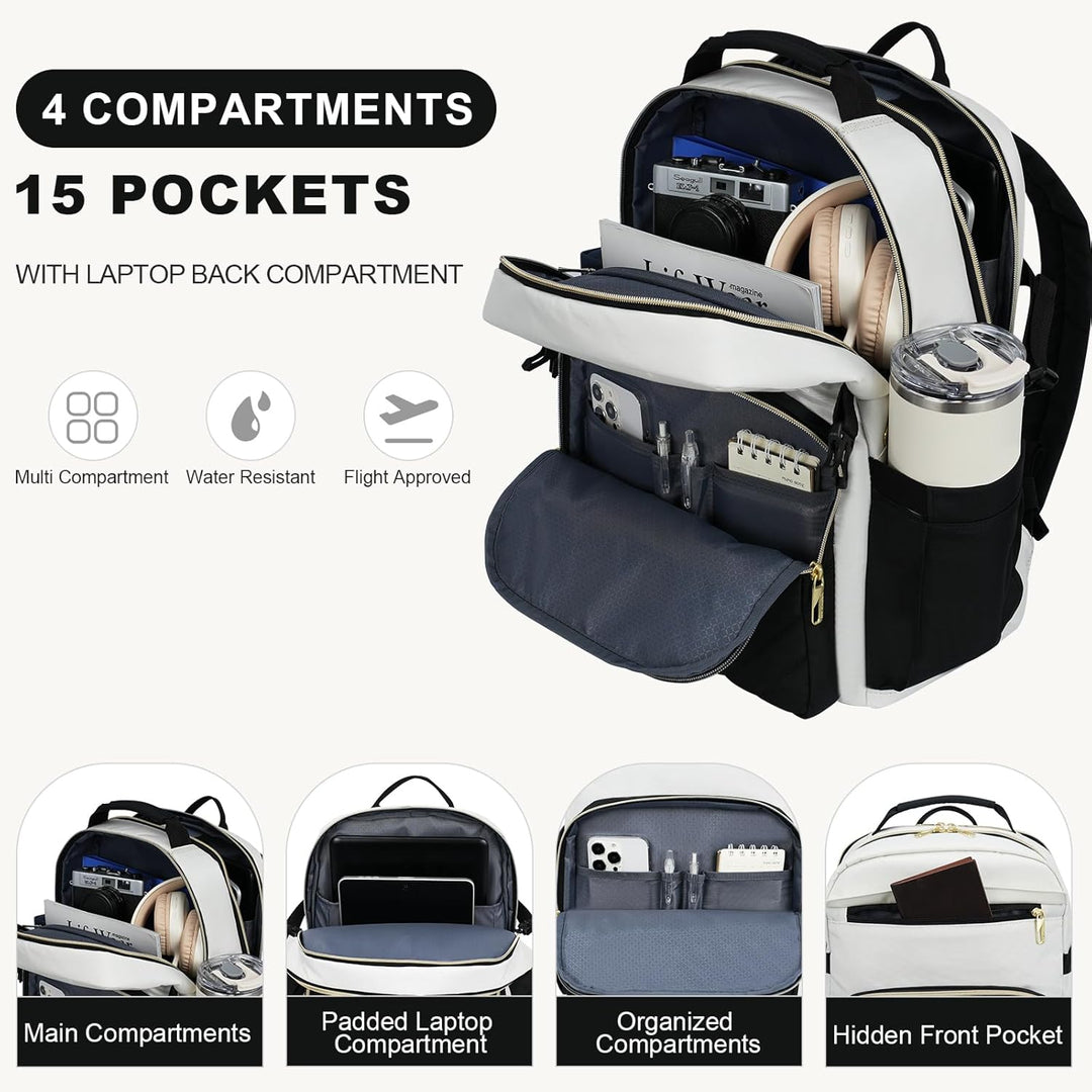 VANKEAN Mochila para laptop para mujer con bolsillo gigante para va...