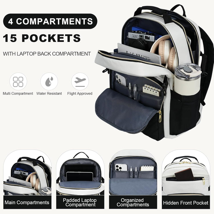 VANKEAN Mochila para laptop para mujer con bolsillo gigante para va...