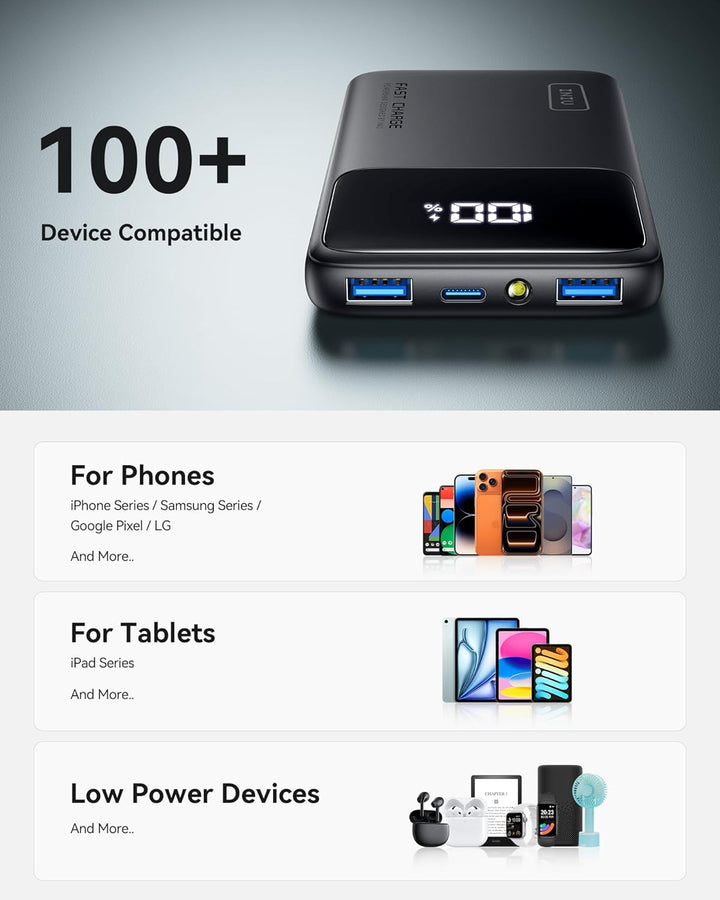 INIU Cargador portátil, carga rápida más delgada de 10000 mAh USB C...