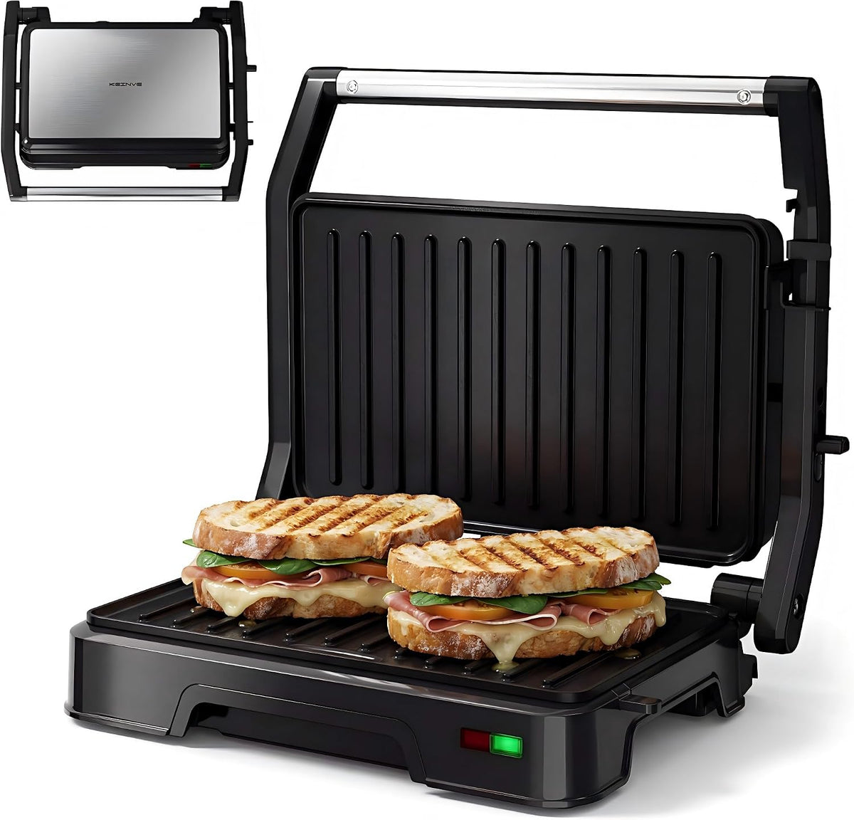 KEINVE Prensa para Panini y Sandwichera - 2 rebanadas