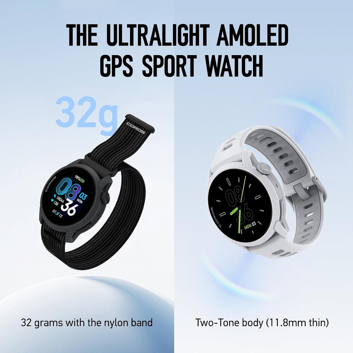 COROS Reloj GPS deportivo ultraligero PACE 4 (silicona negra, estándar)