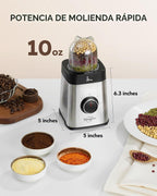 Sangcon Licuadoras y Combo de Procesador de Alimentos para Cocina, Licuadora de 5 en 1 para Batidos y Suave, Carne Picada, Molienda y más, Jarra de 40 oz y Taza de 17 oz con Tapa Para Llevar, Acero